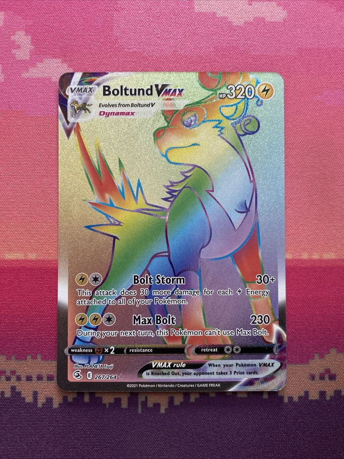 Pokemon Card Boltund VMAX 267/264 Secret Rainbow Rare Fusion Strike Near Mint