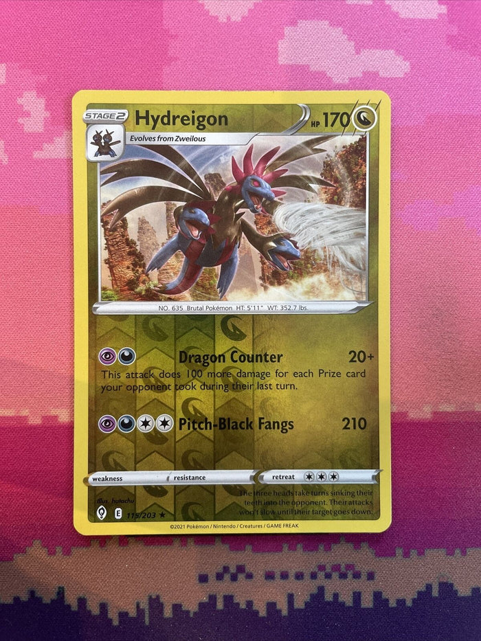 Pokemon Card Hydreigon Evolving Skies Reverse Holo Rare 115/203 Near Mint