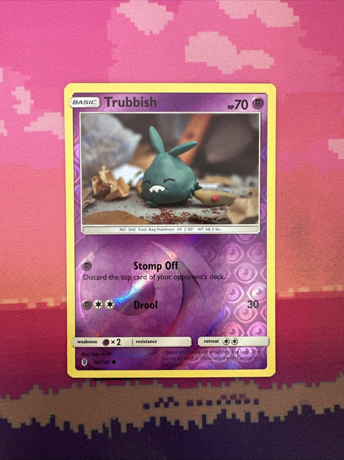 Pokemon Card Trubbish Guardians Rising Reverse Holo 50/145 Near Mint