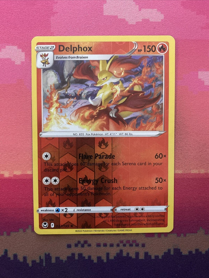 Pokemon Card Delphox Silver Tempest Reverse Holo 027/195 Near Mint