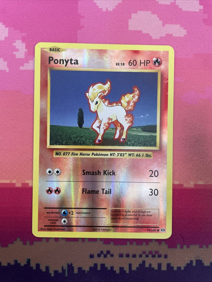 Pokemon Card Ponyta Evolutions Reverse Holo 19/108 Near Mint