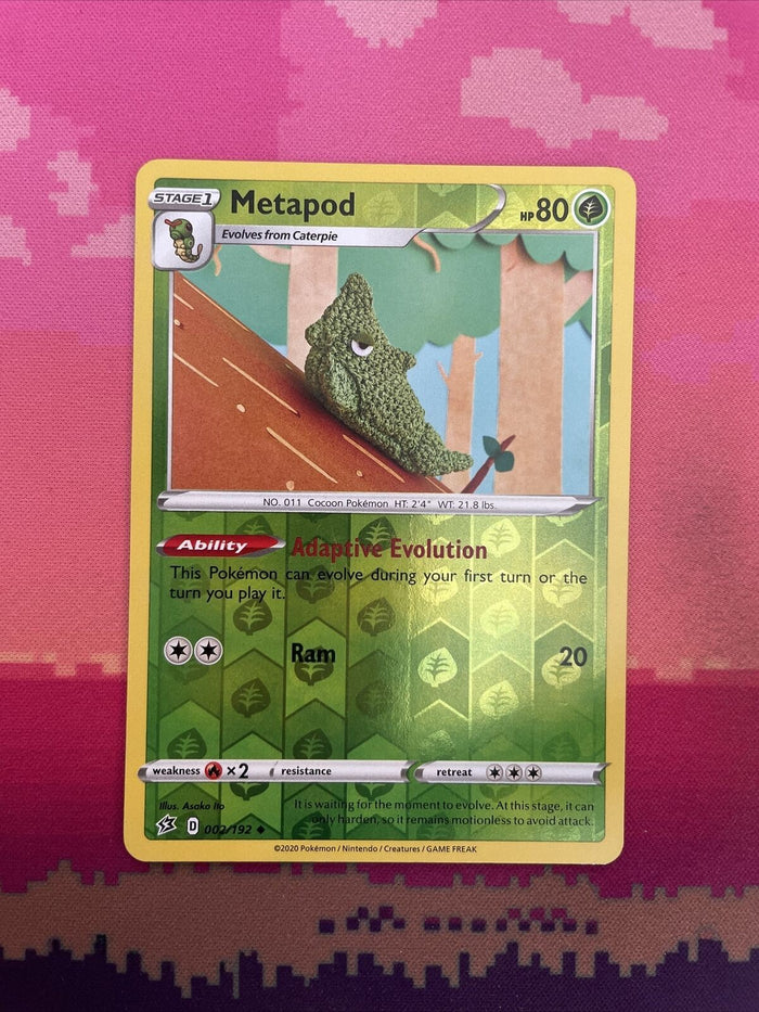 Pokemon Card Metapod Rebel Clash Reverse Holo 002/192 Near Mint