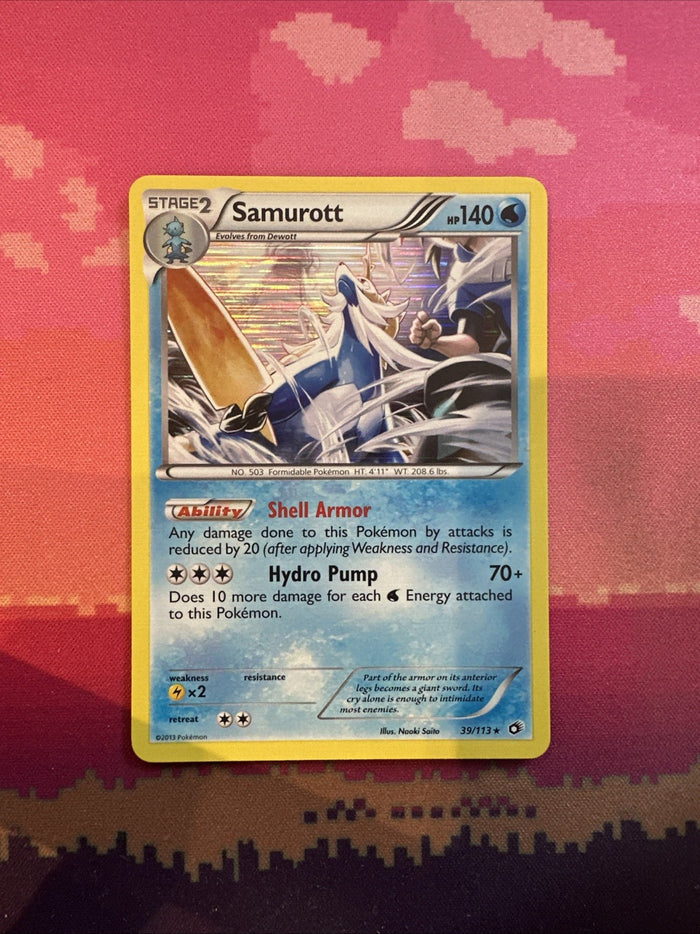 Pokemon Card Samurott Legendary Treasures Holo Rare 39/113 Near Mint