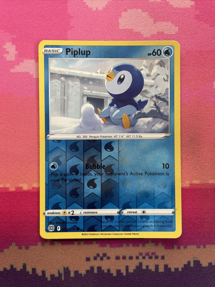 Pokemon Card Piplup Brilliant Stars Reverse Holo 035/172 Near Mint
