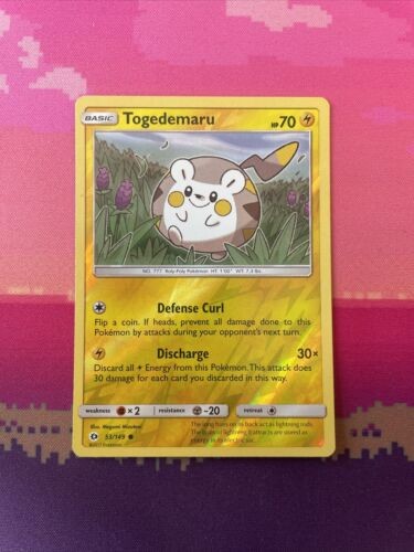 Pokemon Card Togedemaru Sun & Moon Reverse Holo 53/149 Near Mint