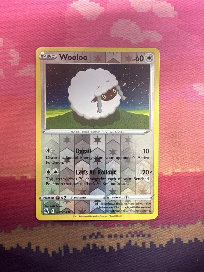 Pokemon Card Wooloo Fusion Strike Reverse Holo 221/264 Near Mint