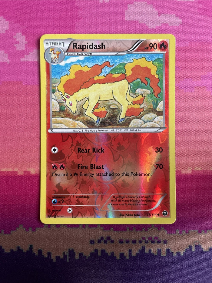 Pokemon Card Rapidash Steam Siege Reverse Holo 17/114 Near mint