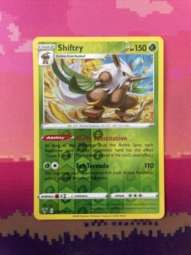 Pokemon Card Shiftry Vivid Voltage Reverse Holo Rare 012/185 Near Mint