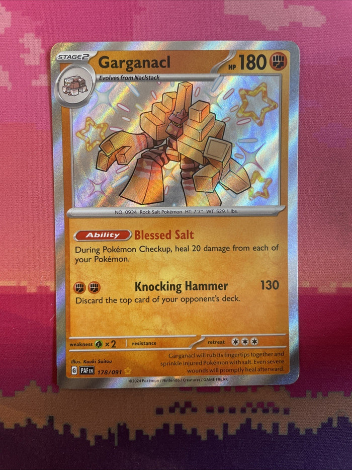 Pokemon Card Garganacal 178/091 Shiny Paldean Fates Near Mint