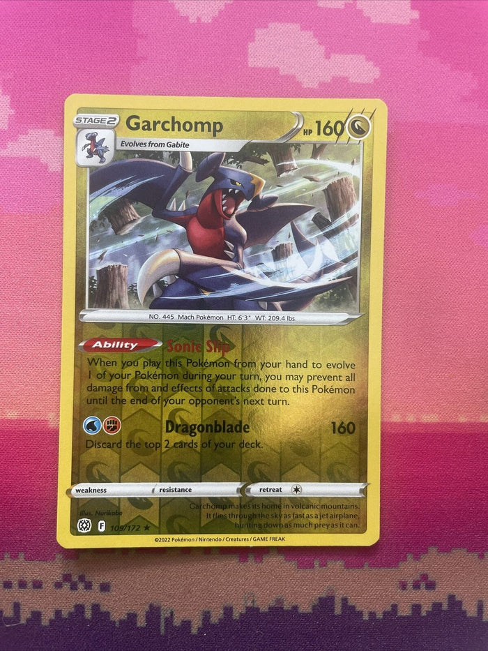 Pokemon Card Garchomp Brilliant Stars Reverse Holo Rare 109/172 Near Mint