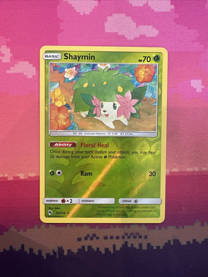 Pokemon Card Shaymin Lost Thunder Reverse Holo Rare 33/214 Near Mint