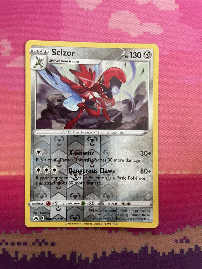 Pokemon Card Scizor Crown Zenith Reverse Holo Rare 086/159 Near Mint