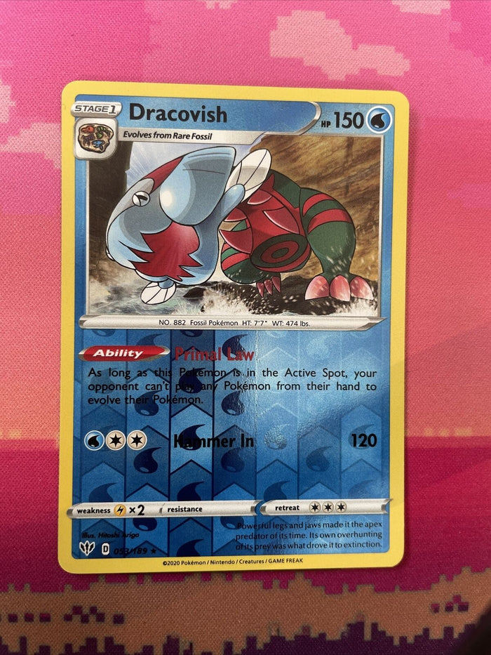 Pokemon Card Dracovish Darkness Ablaze Reverse Holo Rare 053/189 Near Mint