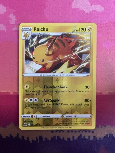 Pokemon Card Raichu Lost Origin Reverse Holo Rare 053/196 Near Mint