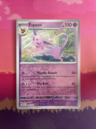 Pokemon Card Espeon Obsidian Flames Reverse Holo Uncommon 086/197 Near Mint