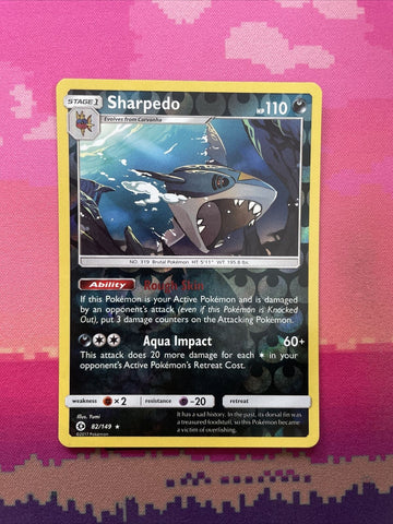 pokemon-card-sharpedo-sun-moon-reverse-holo-rare-82-149-near-mint