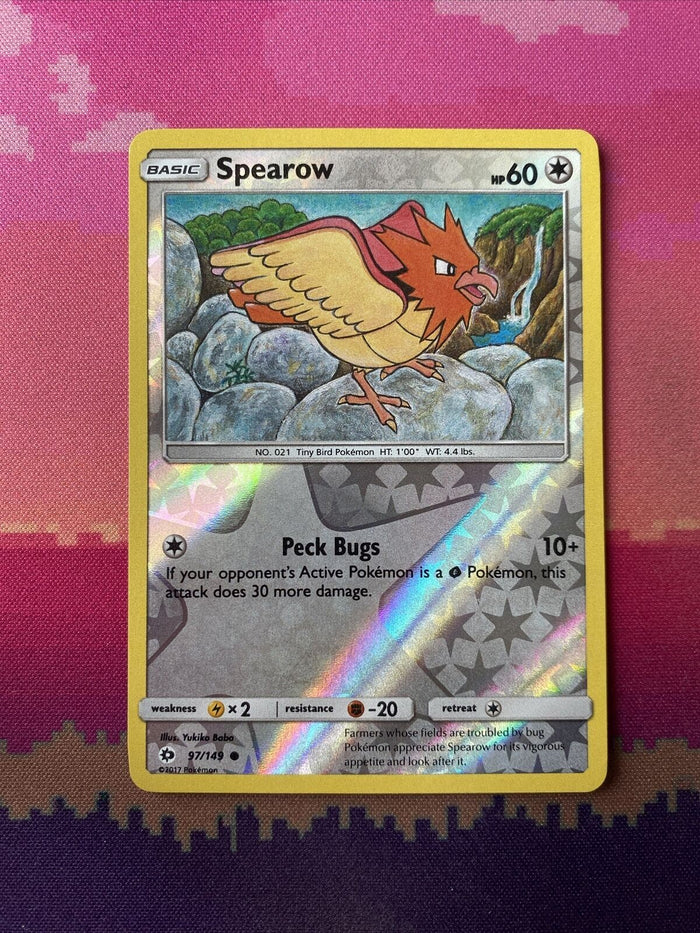 Pokemon Card Spearow Sun & Moon Reverse Holo 97/149 Near Mint