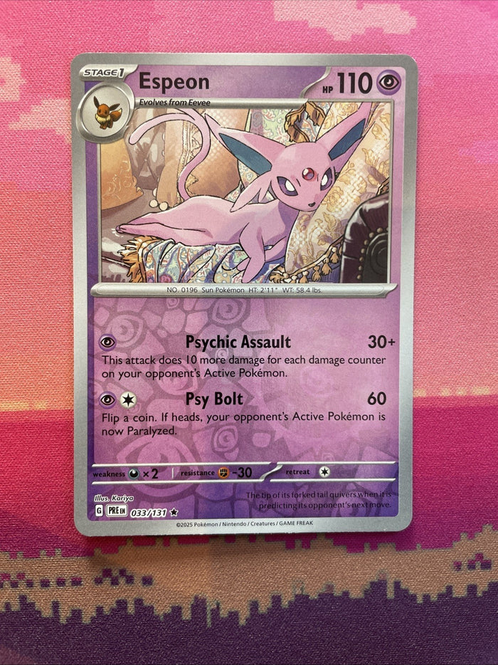 Pokemon Card Espeon Prismatic Evolutions Reverse Holo Rare 033/131 Near Mint
