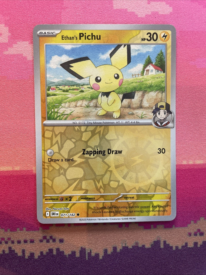 Pokemon Card Ethan's Pichu Destined Rivals Reverse Holo 071/182 Near Mint