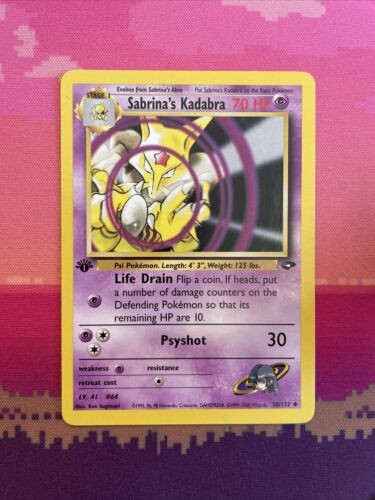 Pokemon Card Sabrina's Kadabra Gym Challenge 1st Edition 58/132 Near Mint
