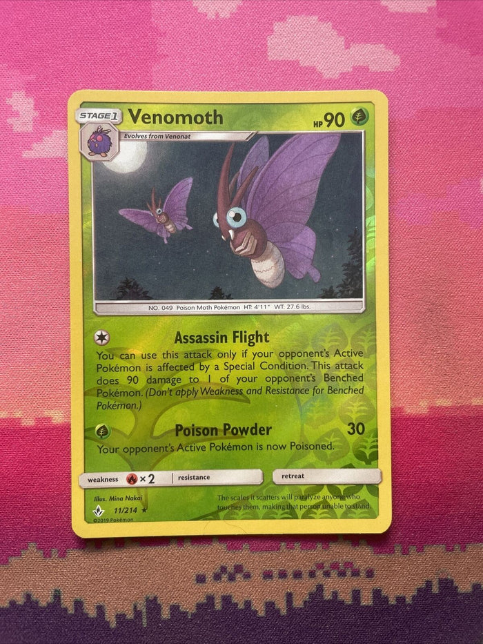 Pokemon Card Venomoth Unbroken Bonds Reverse Holo Rare 11/214 Near Mint