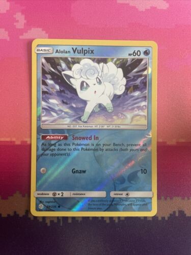 Pokemon Card Alolan Vulpix Cosmic Eclipse Reverse Holo 39/236 Near Mint