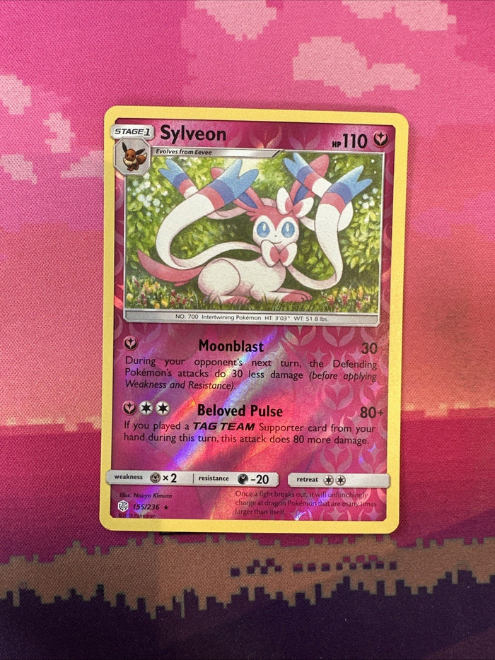 Pokemon Card Sylveon Cosmic Eclipse Reverse Holo Rare 155/236 Near Mint