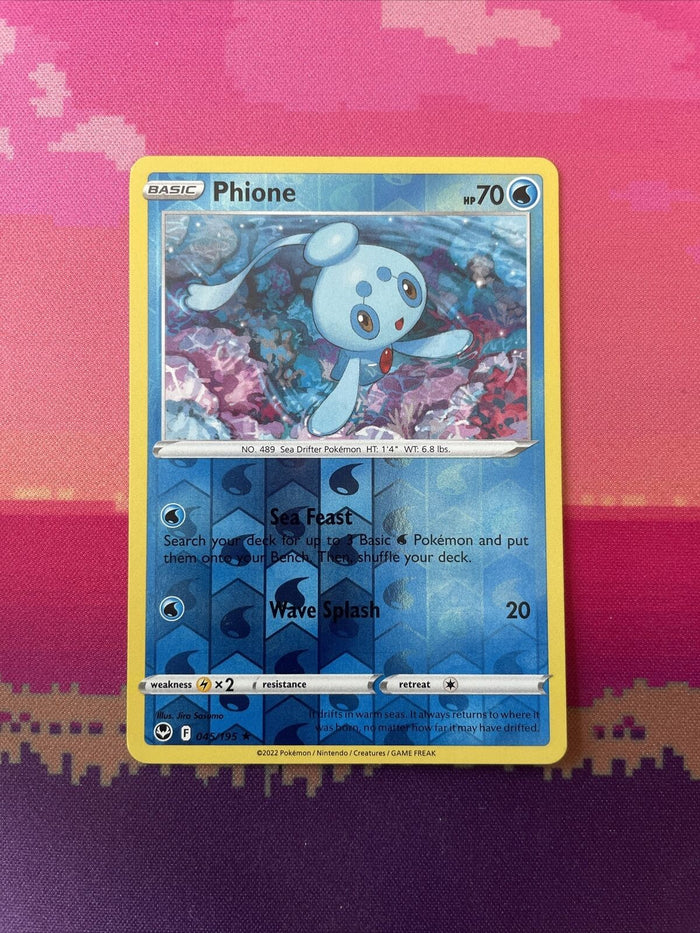 Pokemon Card Phione Silver Tempest Reverse Holo Rare 045/195 Near Mint