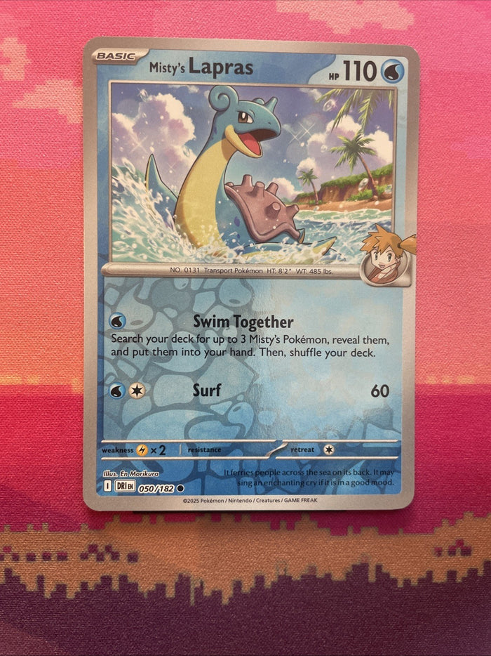 Pokemon Card Misty's Lapras Destined Rivals Reverse Holo 050/182 Near Mint