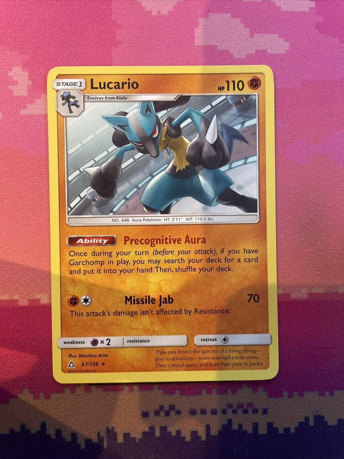 Pokemon Card Lucario Ultra Prism Rare 67/156 Near Mint