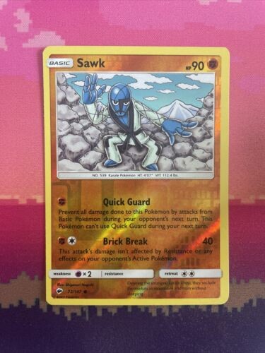 Pokemon Card Sawk Burning Shadows Reverse Holo 72/147 Near Mint