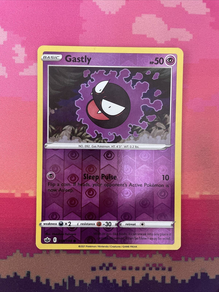 Pokemon Card Gastly Chilling Reign Reverse Holo 055/198 Near Mint