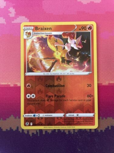 Pokemon Card Braixen Silver Tempest Reverse Holo 026/195 Near Mint
