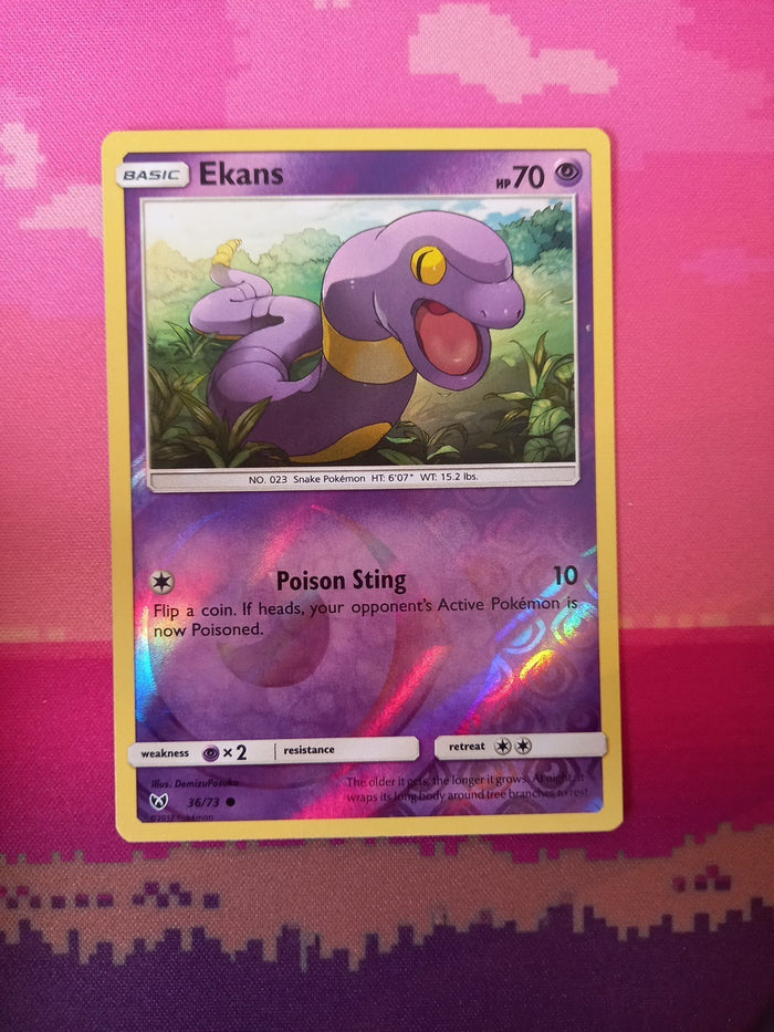 Pokemon Card Ekans Shining Legends Reverse Holo Common 36/73 Near Mint