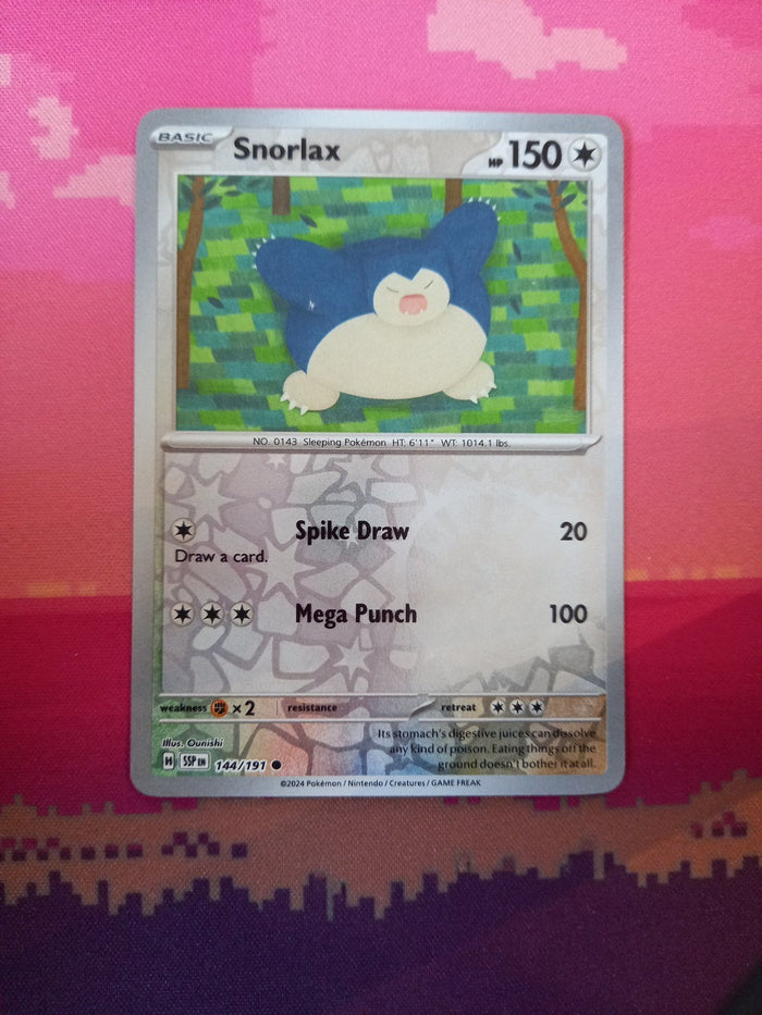 Pokemon Card Snorlax Surging Sparks Reverse Holo 144/191 Near Mint