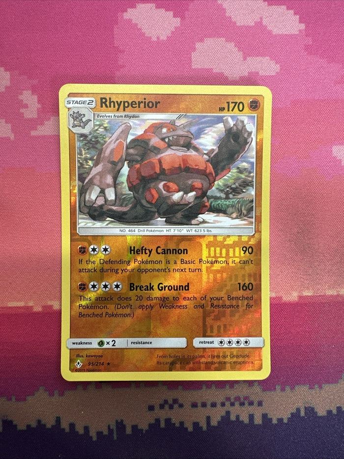 Pokemon Card Rhyperior Unbroken Bonds Reverse Holo Rare 95/214 Near Mint
