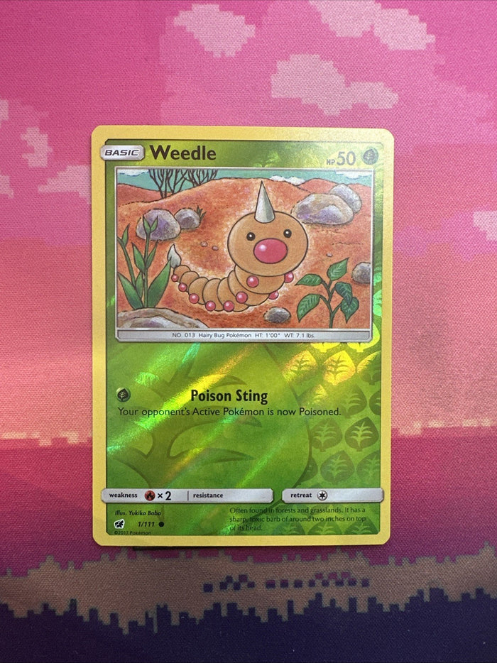 Pokemon Card Weedle Crimson Invasion Reverse Holo 1/111 Near Mint