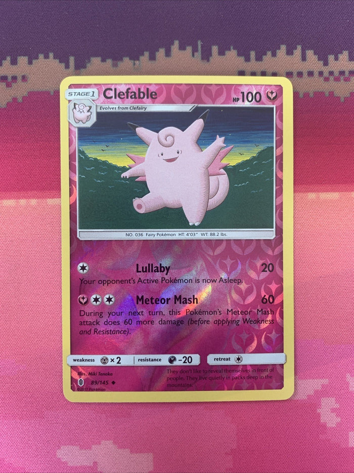 Pokemon Card Clefable Guardians Rising Reverse Holo 89/145 Near Mint