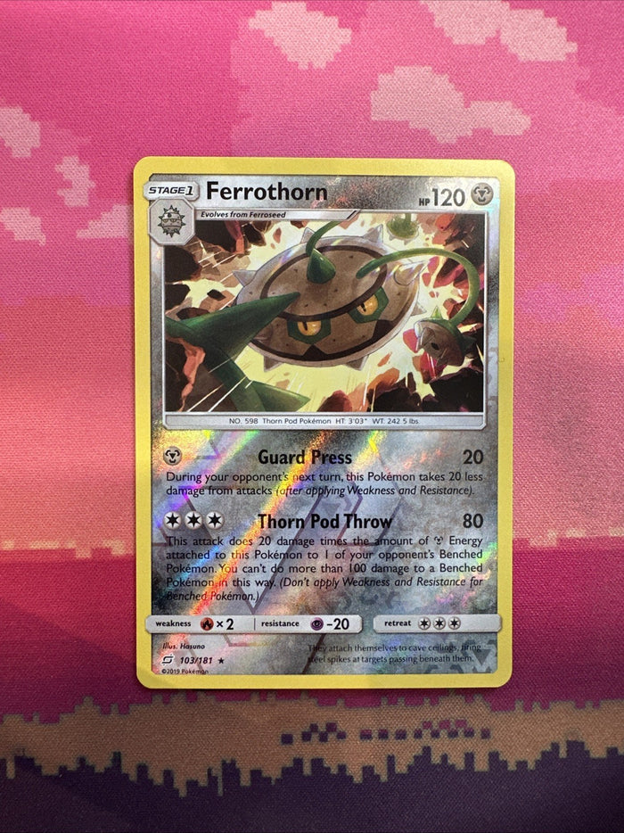 Pokemon Card Ferrothorn Team Up Reverse Holo Rare 103/181 Near Mint