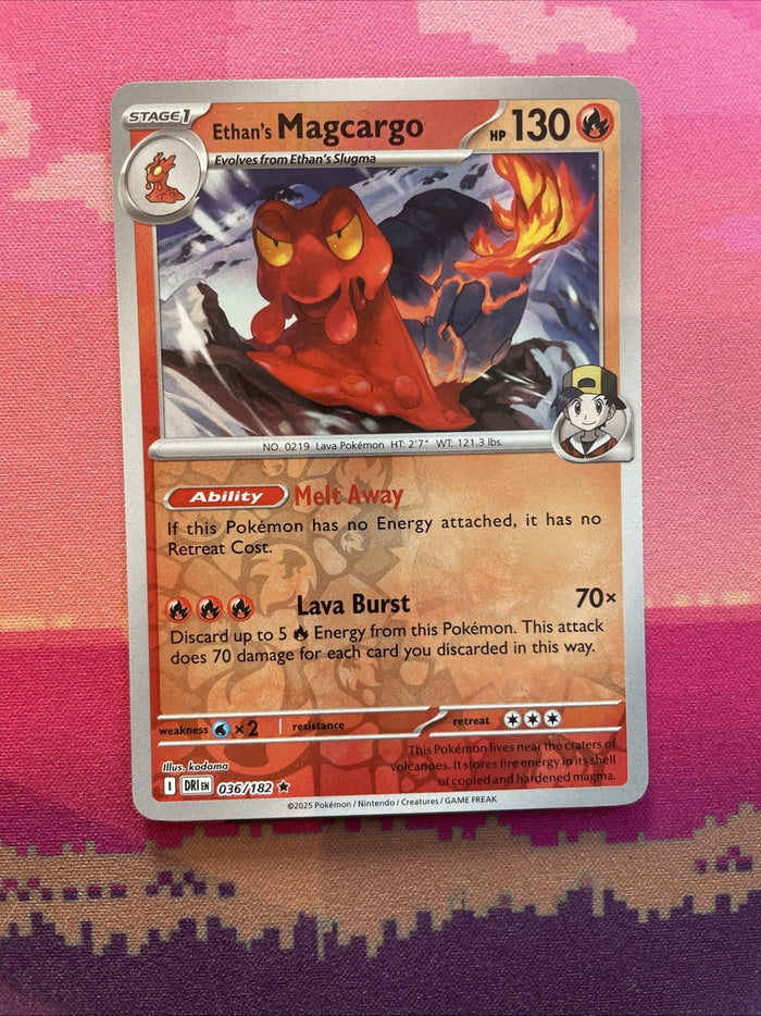 Pokemon Card Ethan's Magcargo Destined Rivals Reverse Holo Rare 036/182 NM