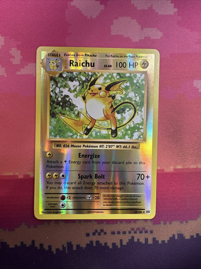Pokemon Card Raichu Evolutions Reverse Holo Rare 36/108 Near Mint