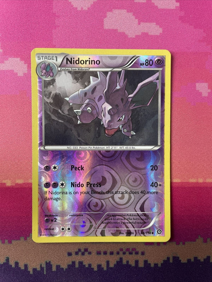 Pokemon Card Nidorino Steam Siege Reverse Holo 44/114 Near Mint