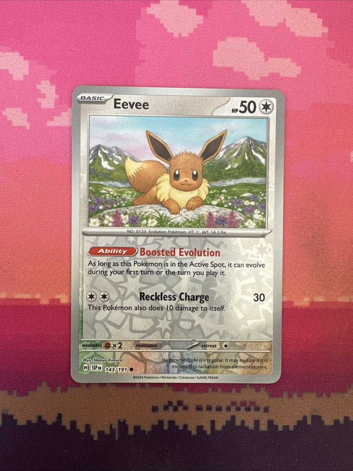 Pokemon Card Eevee Surging Sparks Reverse Holo 143/191 Near Mint