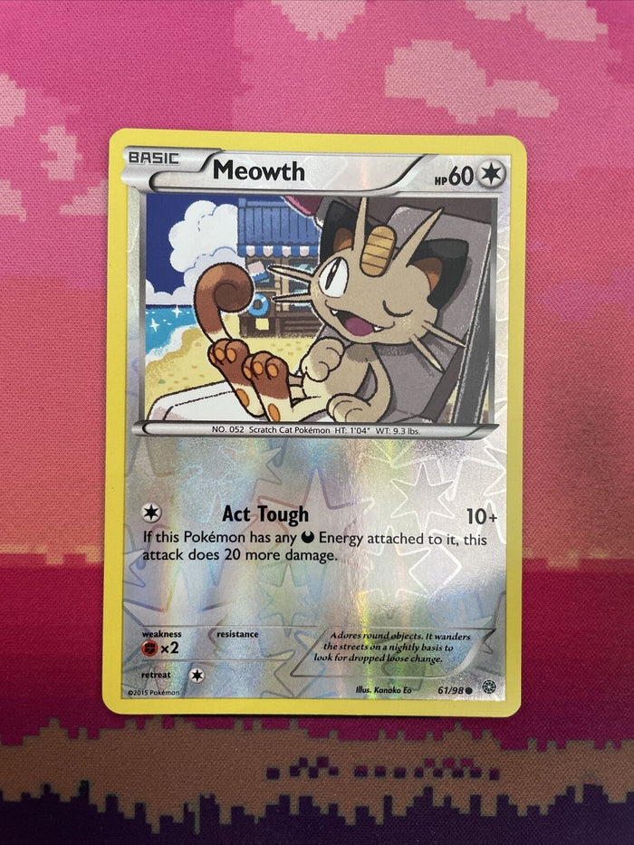 Pokemon Card Meowth Ancient Origins Reverse Holo 61/98 Near Mint