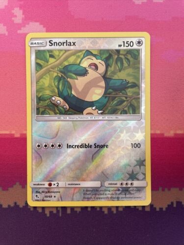 Pokemon Card Snorlax Hidden Fates Reverse Holo Rare 50/68 Near Mint