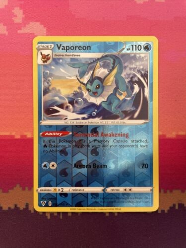 Pokemon Card Vaporeon Vivid Voltage Reverse Holo Rare 030/185 Near Mint