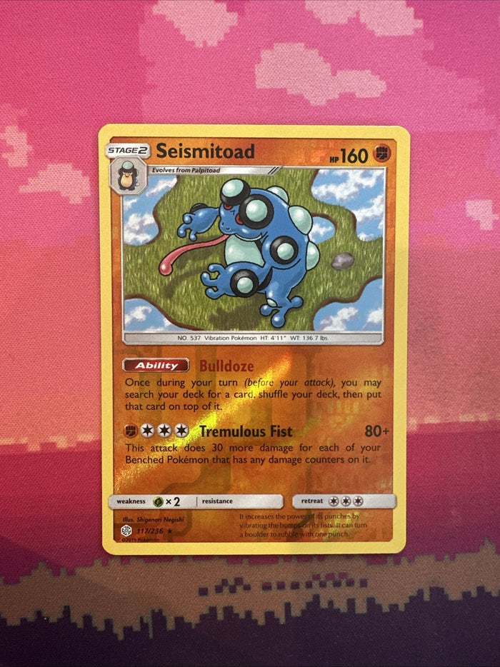 Pokemon Card Seismitoad Cosmic Eclipse Reverse Holo Rare 117/236 Near Mint