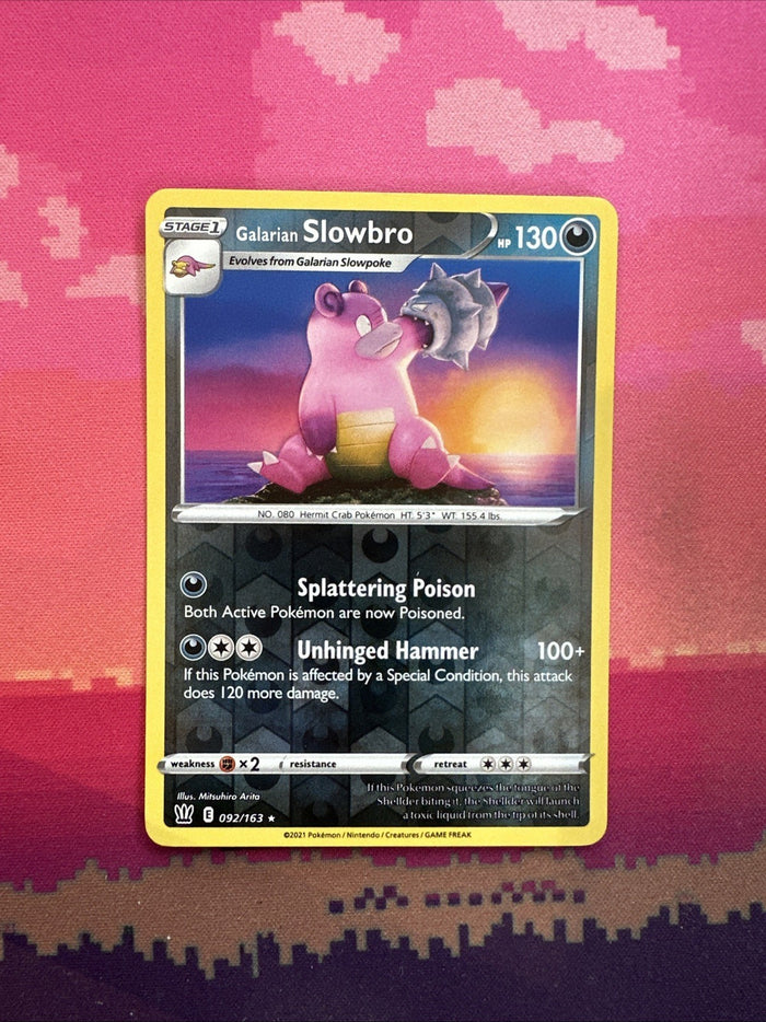 Pokemon Card Galarian Slowbro Battle Styles Reverse Holo Rare 092/163 Near Mint