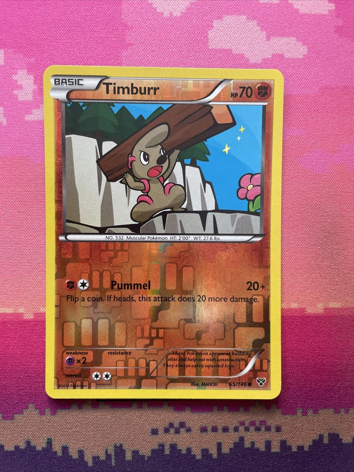 Pokemon Card Timburr XY Base Set Reverse Holo 65/146 Near Mint