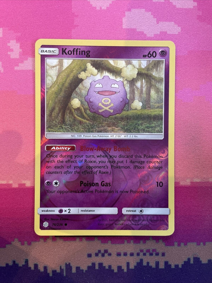 Pokemon Card Koffing Cosmic Eclipse Reverse Holo 76/236 Near Mint